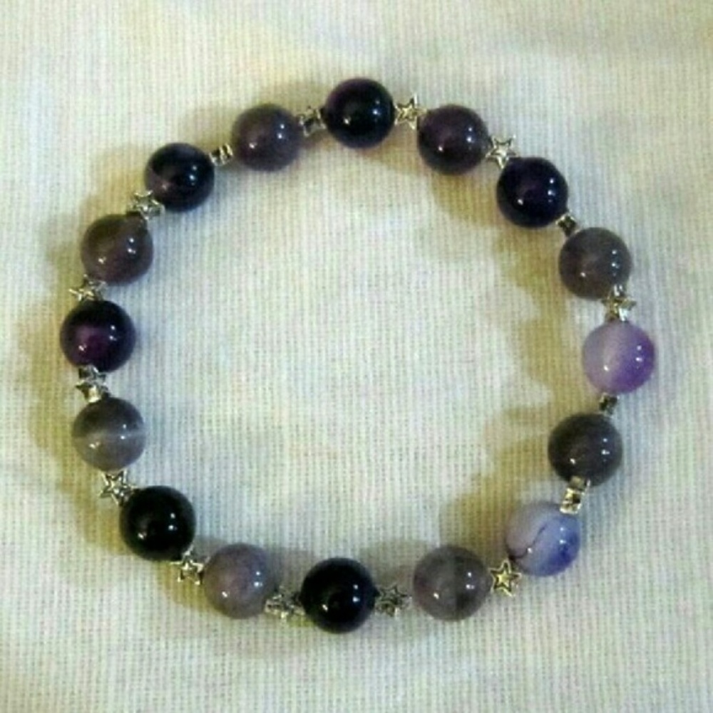 Purple agate natural gemstones bracelet gift boxed